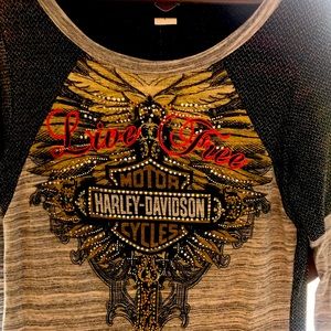 Ladies Harley Davidson three-quarter length Tee